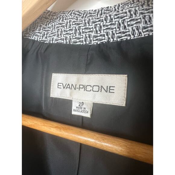 Evan-Picone Women's Black and White Blazer Jacket with Shoulder Pads Size 2P - Picture 4 of 8